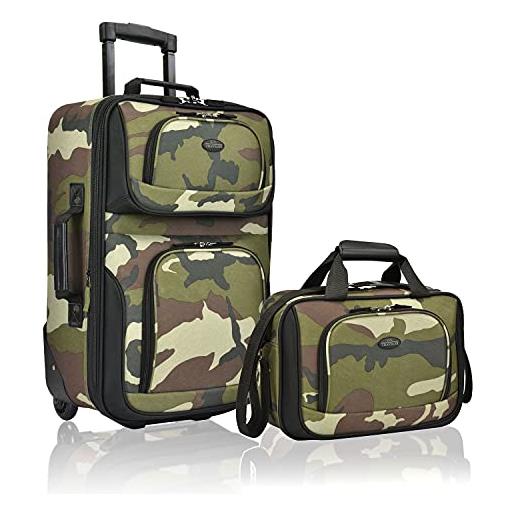 U.S. Traveler rio - set di valigie a mano espandibili in tessuto robusto, mimetico, 2 wheel, rio - set di valigie a mano espandibili in tessuto robusto