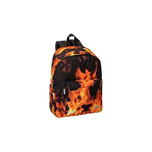 Comix, zaino americano allover fire unisex bambini e ragazzi, rosso/nero, taglia unica