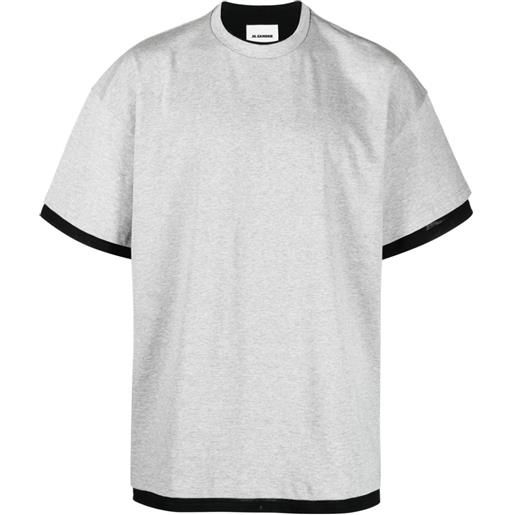 Jil Sander t-shirt bicolore con stampa - grigio