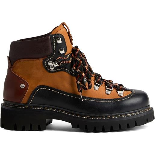 Dsquared2 panelled leather hiking boots - marrone