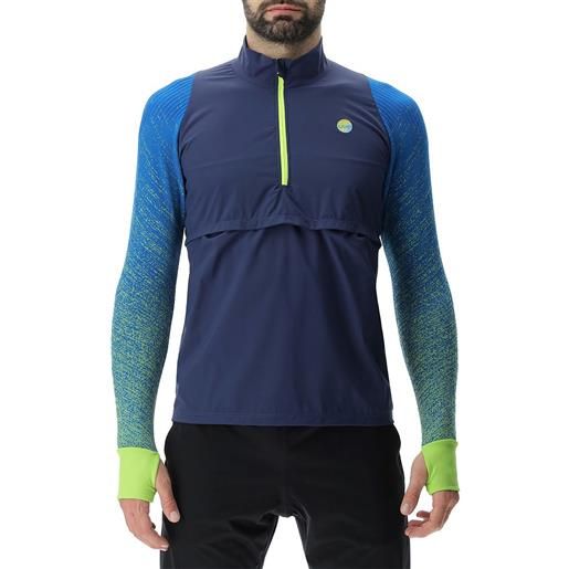 Uyn running exceleration windproof zip up long sleeve t-shirt blu s uomo