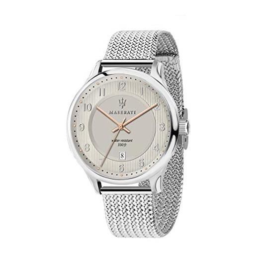 Maserati orologio da uomo, collezione gentleman, con movimento al quarzo e funzione solo tempo con data, in acciaio - r8853136001