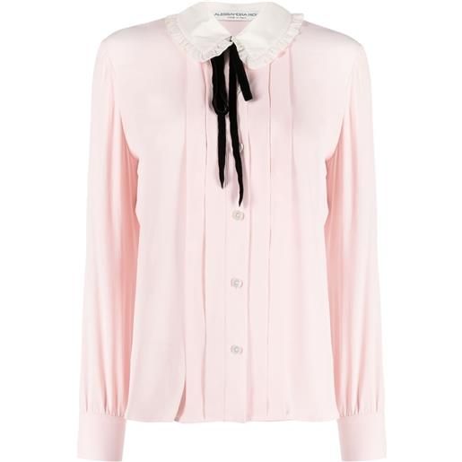 Alessandra Rich camicia a maniche lunghe con ruches - rosa