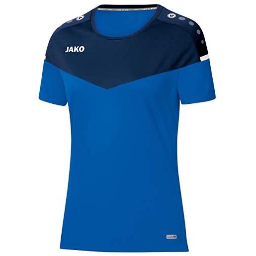 JAKO champ 2.0, t-shirt donna, blu marino/blu scuro/giallo fluo, 36