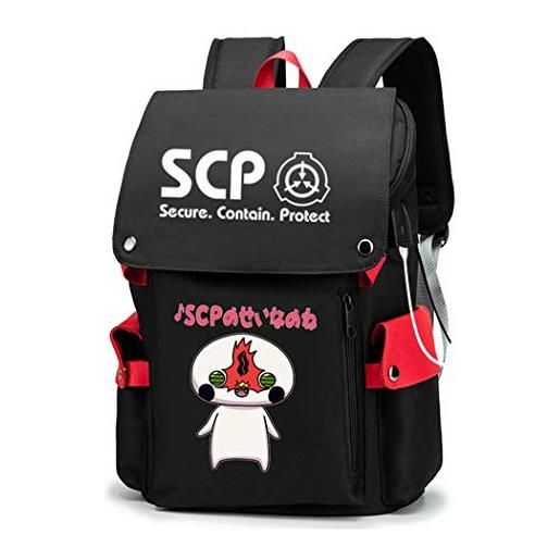 WANHONGYUE anime scp cosplay backpack borsa da scuola rucksack studenti zaino per laptop da 15,6 pollici rosso / 7