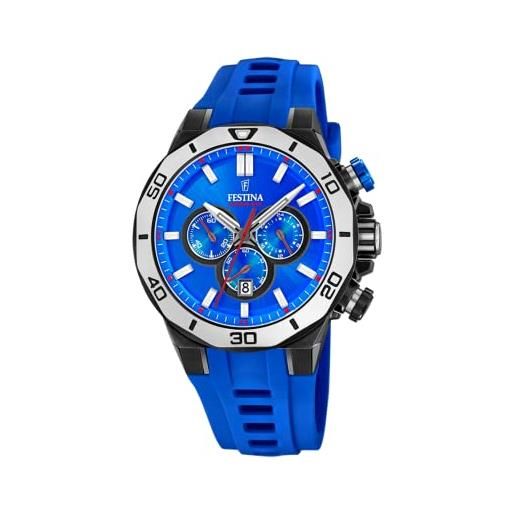 Festina orologio modello f20450/7 della collezione chrono sport, cassa 44 mm cinturino in acciaio blu per uomo