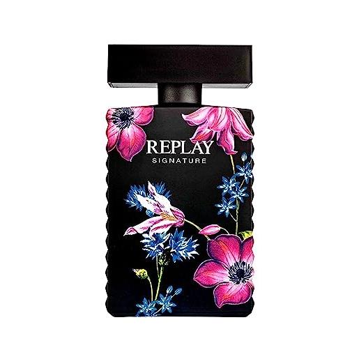 Replay - signature for woman eau de parfum - profumo donna fresco ed elegante, fragranza olfattiva accattivante della famiglia chypre - floreale. Flacone da 100 ml