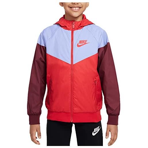 Nike boys' sportswear windrunner giacca cappuccio, university red/university red, m bambini e ragazzi