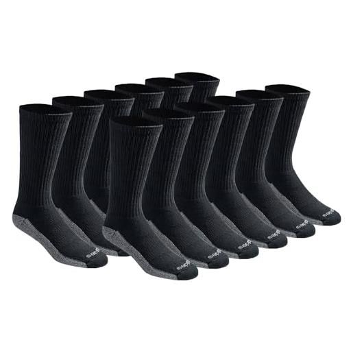 Dickies calze da uomo dri-tech moisture control crew calzini, nero (12 paia), l (pacco