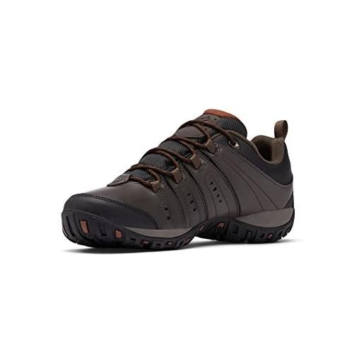 Columbia woodburn ii waterproof scarpe da trekking basse impermeabili uomo, cordovan x cinnamon, 42.5 eu
