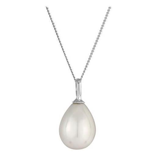 Nenalina collana da donna con perle a forma di goccia, collana con ciondolo di perle (15 x 12 mm) in argento sterling 925, catena in argento con ciondolo a goccia, lunghezza 45 cm