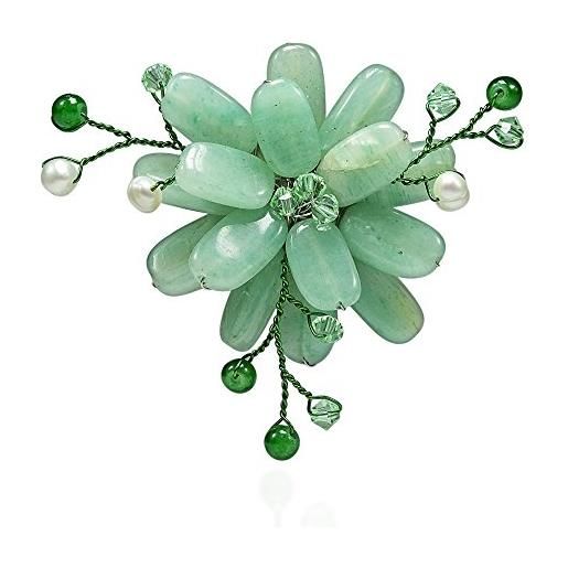 AeraVida spilla a forma di fiore di loto di avventurina verde affascinante ed elegante