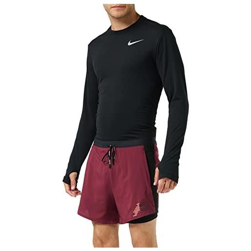 Nike flx stride 2in1 hyb ff gx shorts, pantaloncini da uomo, dark beetroot/black/reflect bl, s