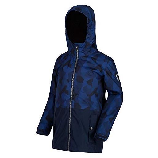 Regatta selwyn - giacca impermeabile con cappuccio e stampa, unisex - bambini, giacca impermeabile isolante. , rkp204 081k15, blu navy/blu navy. , xxl