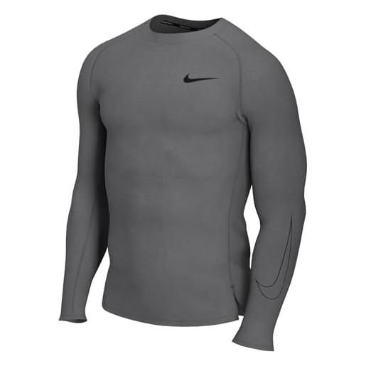 Nike mens top m np df tight top ls, iron grey/black/black, dd1990-068, 3xl-t