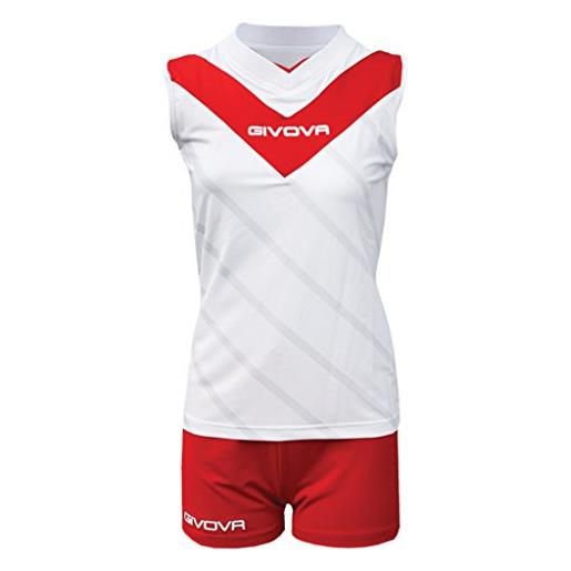 GIVOVA kitv05, maglia e pantaloncino da calcio unisex - adulto, bianco/rosso, 2xl