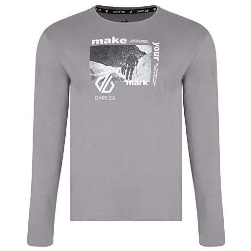 Regatta dare 2b industry long sleeve cotton graphic print tee, t-shirt/polo/vest uomo, ebony grey, xs