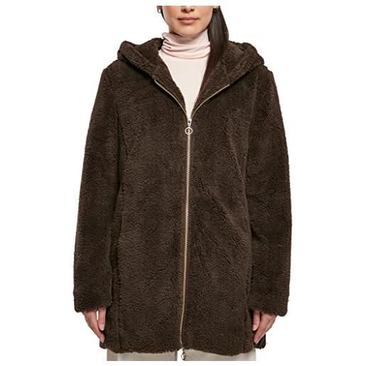 Urban classics giacca per donna in sherpa con cappuccio, cappotto lungo dal taglio oversize, chiusura a zip, diversi colori disponibili, taglie xs - 5xl