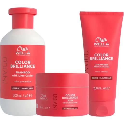 WELLA kit invigo color brilliance capelli spessi shampoo 300ml + maschera 150ml + conditioner 200ml