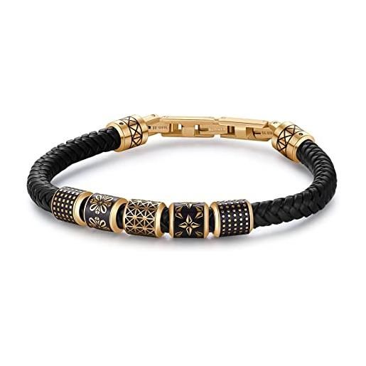 Brosway bracciale uomo in pelle, bracciale uomo collezione bullet - bul23