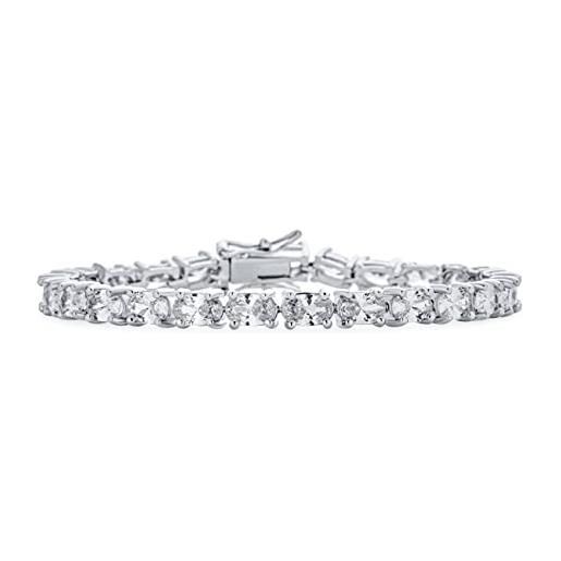Bling Jewelry gioielli da sposa tradizionale 15ct aaa cz 7x5mm ovale solitario braccialetto tennis per le donne matrimonio cubic zirconia placcato argento 7,5 pollici