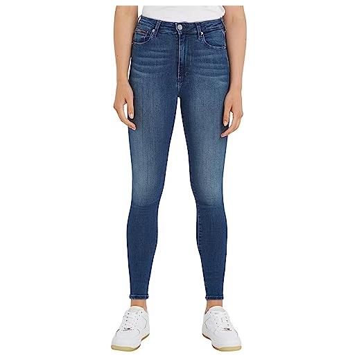 Tommy Hilfiger tommy jeans jeans donna sylvia vita alta, blu (new niceville mid blue stretch), 29w / 30l