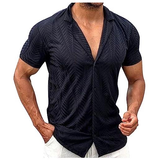 OCCOKO camicia con risvolto a maniche corte in stile spiaggia stampata alla moda da uomo camice fantasia