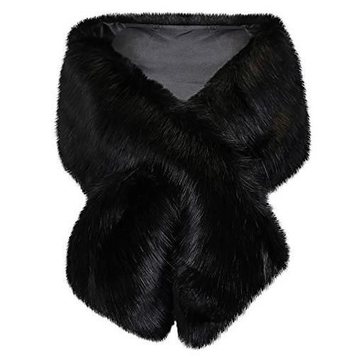 Ro Rox clara sciarpa glamour in pelliccia sintetica 1920 1950 party - marrone(s/m)