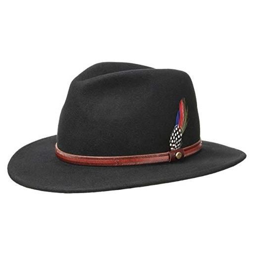 Stetson rantoul cappello in feltro di lana da donna/uomo - cappello outdoor impermeabile e antisporco con asahi guard - estate/inverno - nero l (58-59 cm)