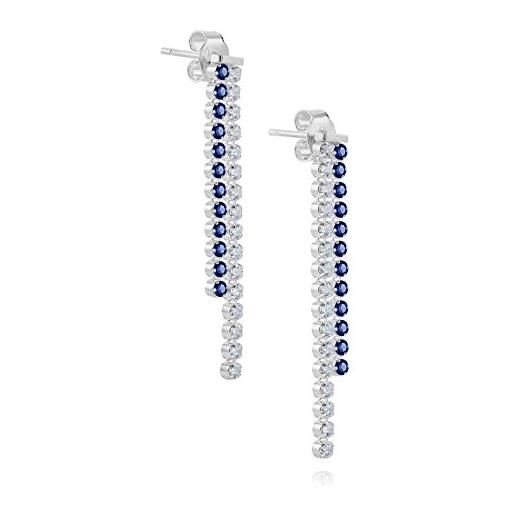 LillyMarie donne orecchini da donna argento vero bianco blu swarovski elements originali strass pendenti sacchetto stoffa regalo delle donne