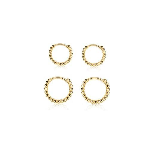 CRASLYMO orecchini a cerchio in argento 925, 3 paia di orecchini a cerchio in oro (8 mm/10 mm/12 mm) | orecchini a cerchio piccoli huggies per donna, uomo e ragazza, metallo lega di acciaio
