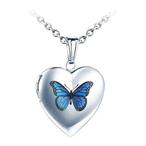 Yumilok-collana da donna con ciondolo a forma di cuore a farfalla può mettere la collana con foto alla moda semplice