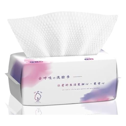 LRCXL asciugamano usa e getta, tessuto viso biodegradabile da 100 conti, salviettine asciutte non profumate, salviette struccanti ultra morbide per la cura della pelle e la pulizia del viso