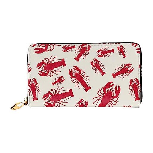 JCAKES portafoglio donna zip around organizer portafoglio lungo in pelle pochette rosso aragosta, nero , taglia unica