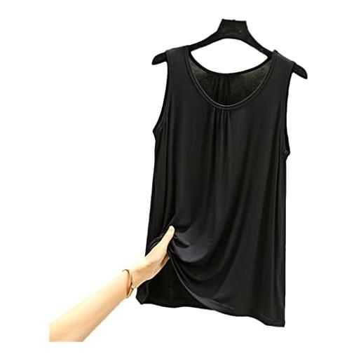Wvapzxx sciolto donne canotte senza maniche solido crop top sottile gilet casual t-shirt fondo camicia canotta, nero , xxxxxl