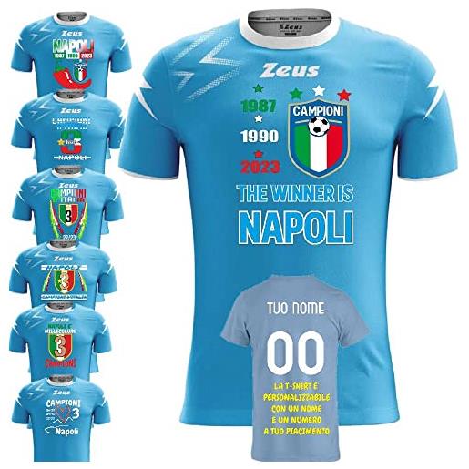 BrolloGroup maglietta campioni d'italia 2023 3 scudetti peperoncino personalizzabile con nome e numero maglia calcio zeus mida calcio scudetto napoli ps 41076-nap-1