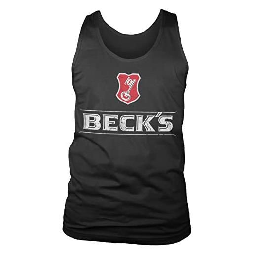 Beck's licenza ufficiale washed logo uomo canottiera vest (nero), l