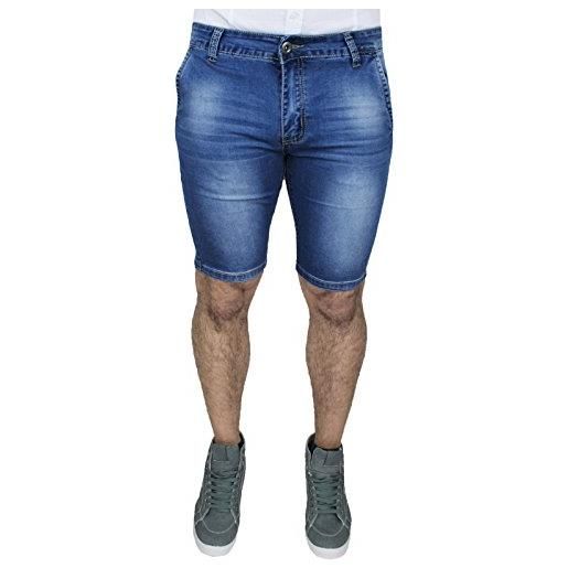 AK collezioni jeans corto uomo blu denim man's shorts bermuda casual slim fit tasca america (46)