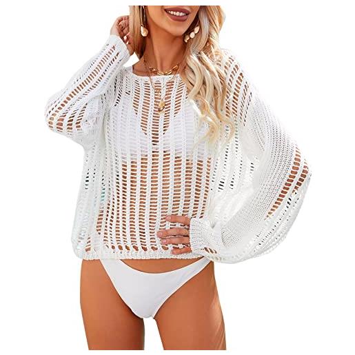 FEOYA delle donne summer swim cover ups top costumi da bagno bikini beach dress cover ups hollow out cover up top costume da bagno cover up casual sunscreen shirt