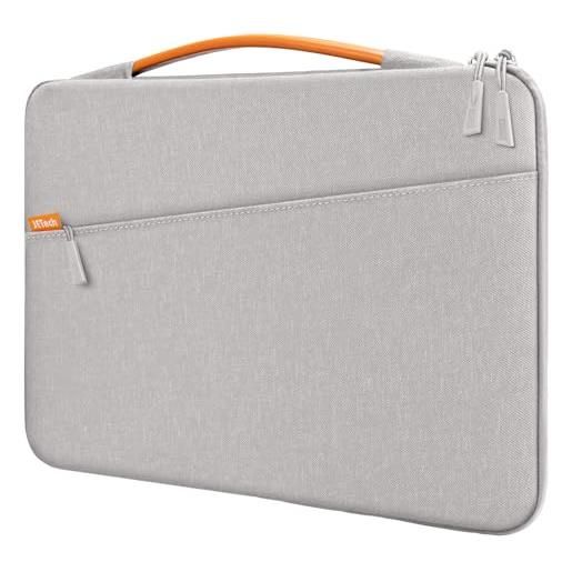 JETech custodia laptop per 13,3 pollici mac. Book air/pro, impermeabile custodia borsa con maniglia e tasca portatili, compatibile con 13-13,6 pollici notebook (grigio chiaro)