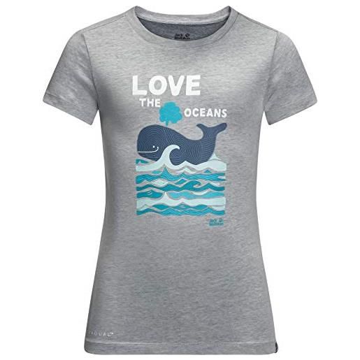 Jack Wolfskin ocean t-shirt, maglietta per bambini, grigio ardesia, 116