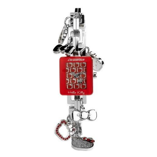 Hello Kitty orologio analogico al quarzo da donna con cinturino rivestito in acciaio inox ct. 6323l/12m, colore: rosso, bracciale