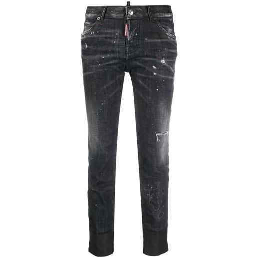 Dsquared2 jeans dritti con effetto schiarito - nero