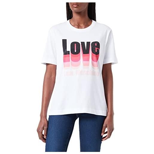 Love Moschino t-shirt black rhinestones, bianco, 52 donna