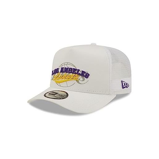 New Era los angeles lakers nba logo overlay white a-frame adjustable trucker cap - one-size