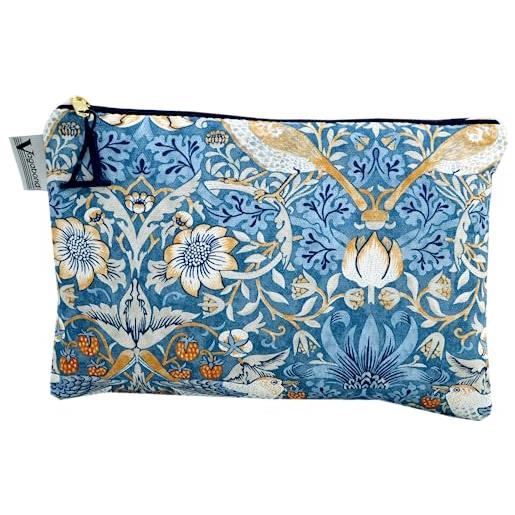 Vagabond Bags Ltd william morris strawberry theif - beauty case grande, motivo: fragole, blu, 25cm x 17cm x 1.5cm, borsa morbida con chiusura a zip
