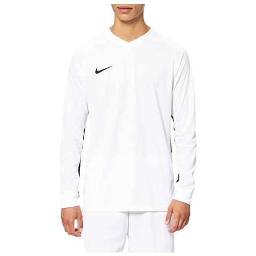 Nike m nk dry tiempo prem jsy ls t-shirt a manica lunga, uomo, white/white/black/(black), m