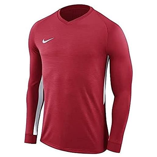 Nike m nk dry tiempo prem jsy ls t-shirt a manica lunga, uomo, university red/university red/white/(white), l