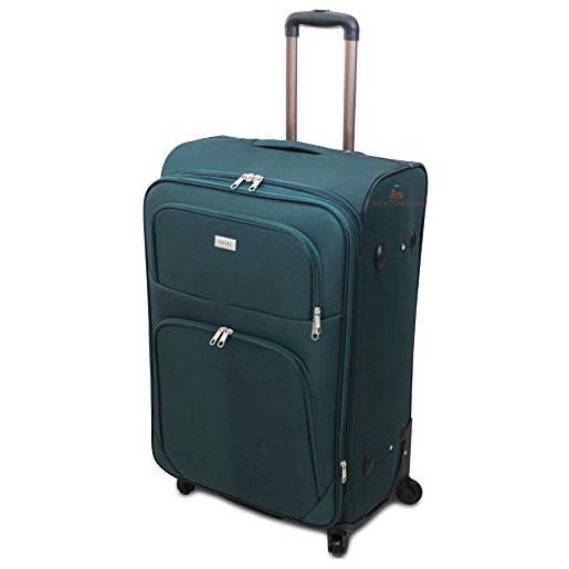 Valigeria.shop ormi trolley espandibile bagaglio a mano da cabina piccolo medio grande extra large xxl 4 ruote (verde, xxl (85x35x52))