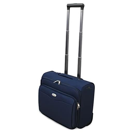 Valigeria.shop valigia bagaglio a mano pilota business di ormi in poliestere, 30 litri con 2 ruote, pilotina con tasca pc pilotine da cabina (blu)